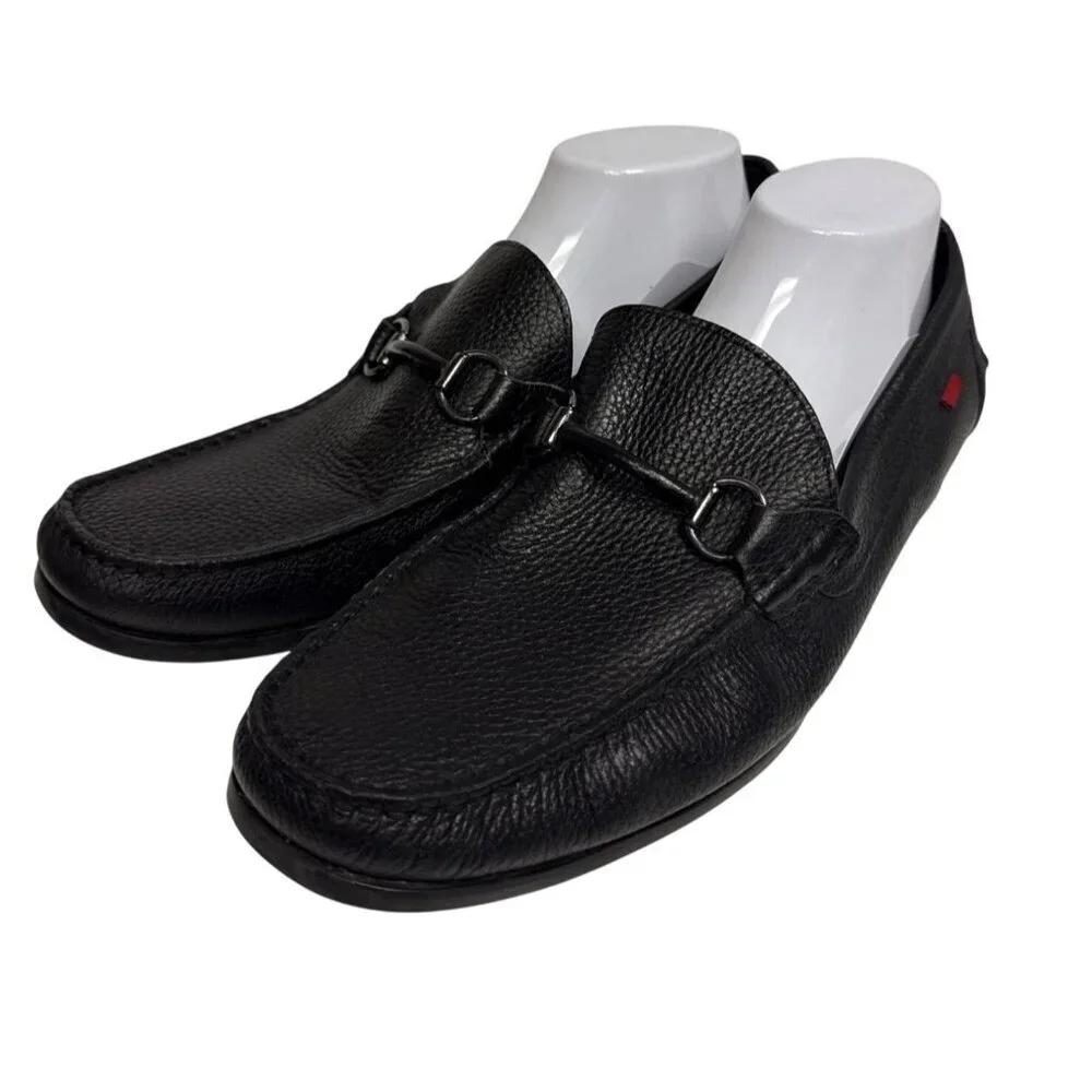 Marc Joseph Stafford Ave Men's Loafers Black Pebbled Leather Cushion Size 12